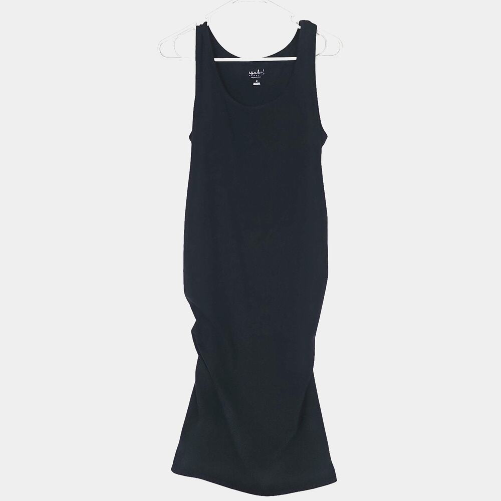 Isabel Maternity Black Sleeveless Midi Dress, Size Medium